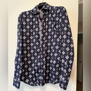 Bugatchi Navy and White Patterned Shirt